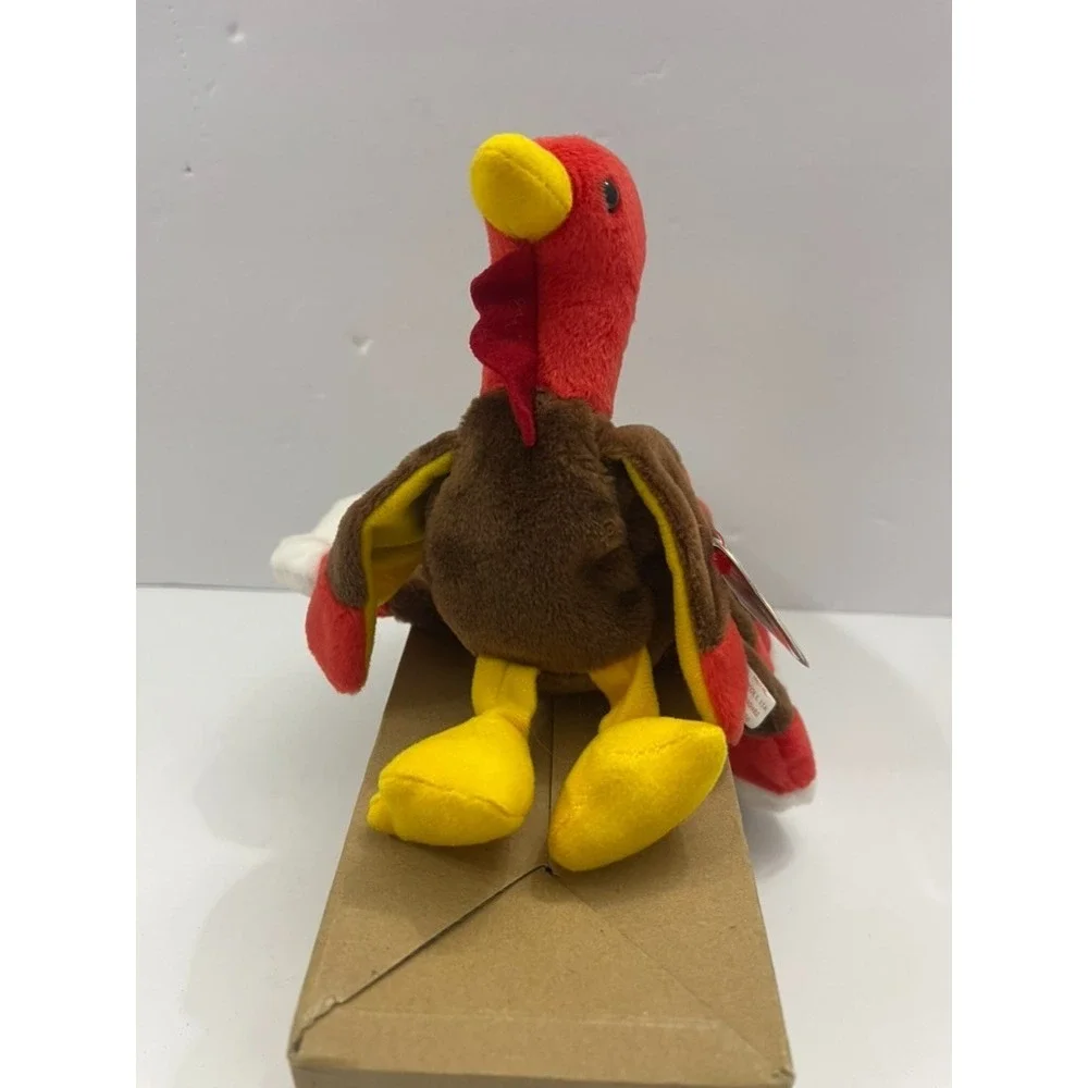 Ty Beanie Babies Gobbles the Turkey 1996 Vintage Plush Toy Brown Red White